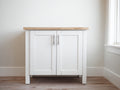 Sideboards Holzwerkstoff 110x45x90 cm - Weiß-Naturholz - Modernes Design mit 2 Türen