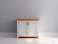 Sideboards Holz 100x40x85 cm - Weiß-Naturholz - kompaktes Landhausdesign mit 2 Türen