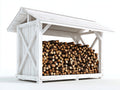 Kaminholzregal Holz 210x90x210 cm - Weiß - überdachter Holzunterstand mit seitlicher Verkleidung