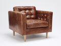 Sessel mit Lederbezug 90x85x85 cm Braun - Knopfheftung - Klassisches Design