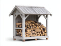 Kaminholzregal aus Holz 170x80x180 cm Weiß - Satteldach - Offene Front