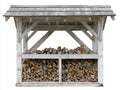 Kaminholzregal Holz 200x80x200 cm - Weiß-Grau - überdachter Holzunterstand mit 2 Lagerbereichen