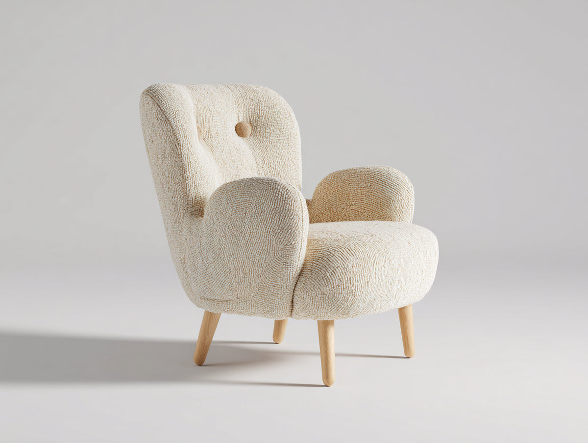 Sessel mit Bouclé-Bezug 90x85x100 cm Beige - Gepolstert - Hohe Rückenlehne