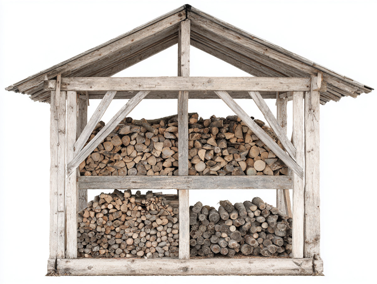 Kaminholzregal Holz 300x80x200 cm - Naturfarbenes Brennholzlager mit Dach für Außenbereich