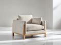 Sessel Stoff und Holz 105x95x85 cm - Beige-Naturholz - moderner Loungesessel mit breiter Sitzfläche