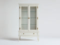 Vitrinen Holzwerkstoff und Glas 100x45x195 cm - Cremeweiß-Gold - Klassisches Design mit 2 Glastüren und 1 Schublade