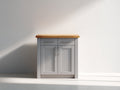 Sideboard Massivholz 100x40x85 cm - Hellgrau mit natürlicher Holzplatte im modernen Landhausstil