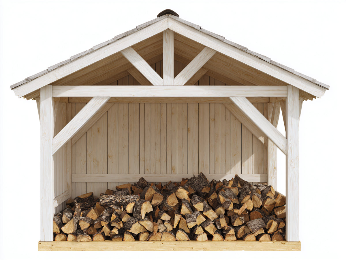 Kaminholzregal Holz 200x60x180 cm - Naturfarbenes Brennholzlager mit Dach für Außenbereich