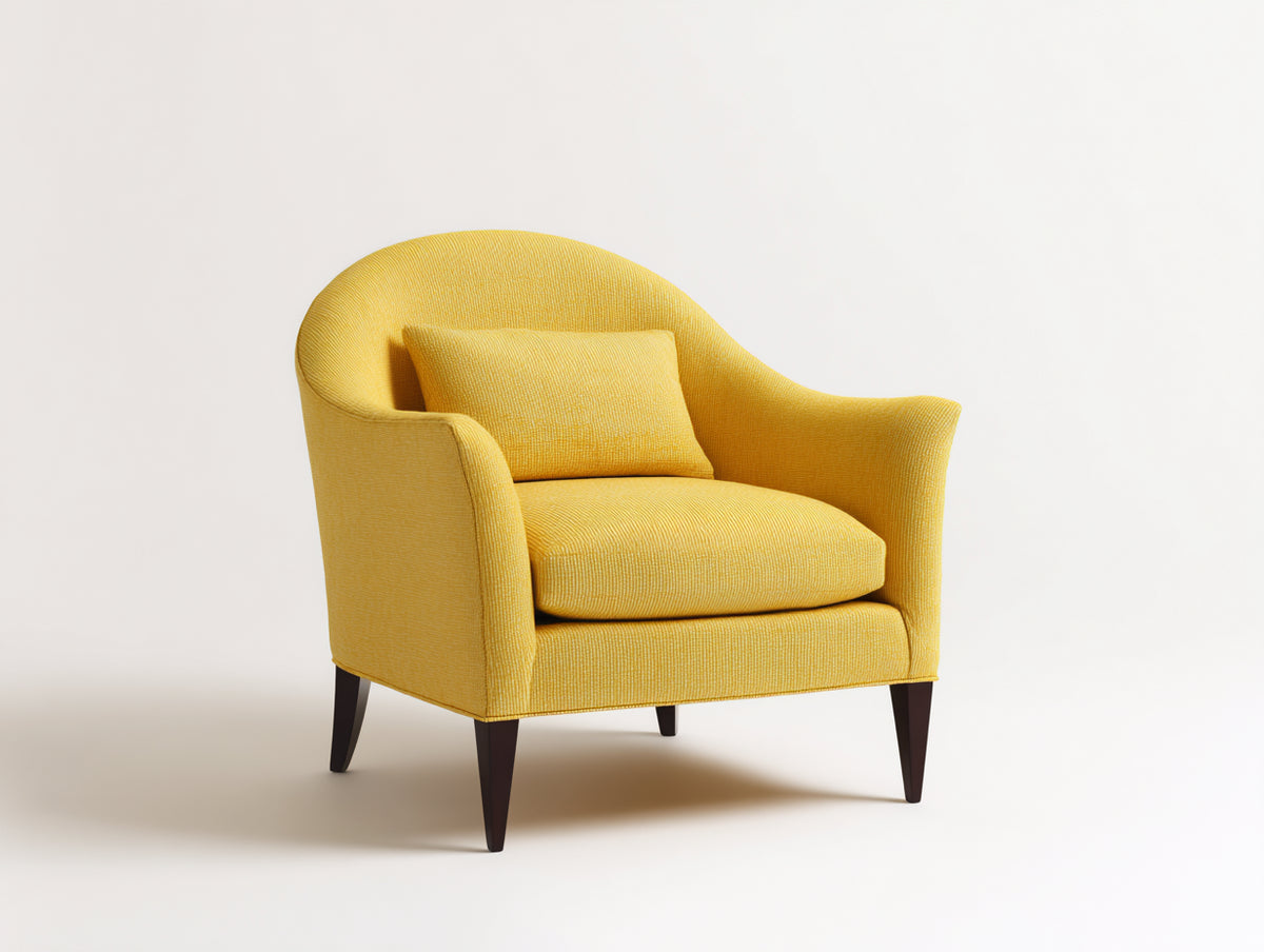 Sessel Stoff 85x82x88 cm - Gelb - moderner Loungesessel mit geschwungener Rückenlehne