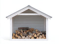 Kaminholzregal aus Holz 180x70x180 cm Weiß Grau - Überdacht - Offene Front