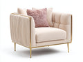 Sessel mit Samtbezug 95x90x82 cm Beige Gold - Metallgestell - Modernes Design