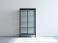 Vitrinen Metall und Glas 90x40x180 cm - Anthrazit - Moderne Standvitrine mit 2 Glastüren und 3 Ablagen