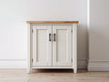 Sideboards Holz 95x40x90 cm - Weiß-Naturholz - Landhausstil mit 2 Türen