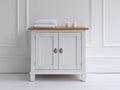 Sideboards - Holz und Metall - 90 x 42 x 85 cm - Weiß-Naturholz - Klassisches Design mit 2 Türen